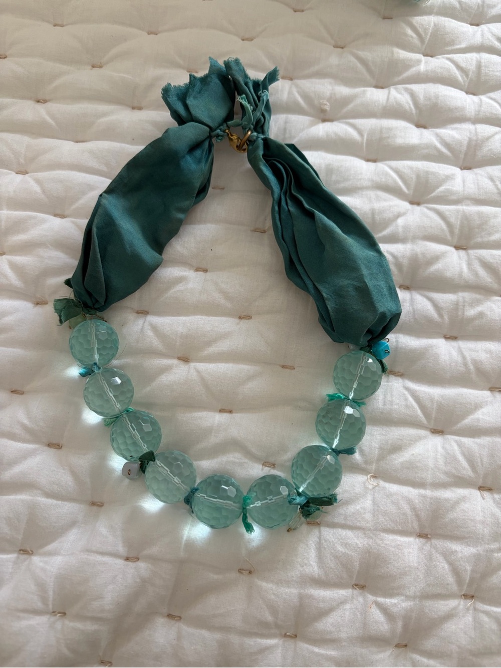 Rare! Anthropologie glass bead and ribbon necklace